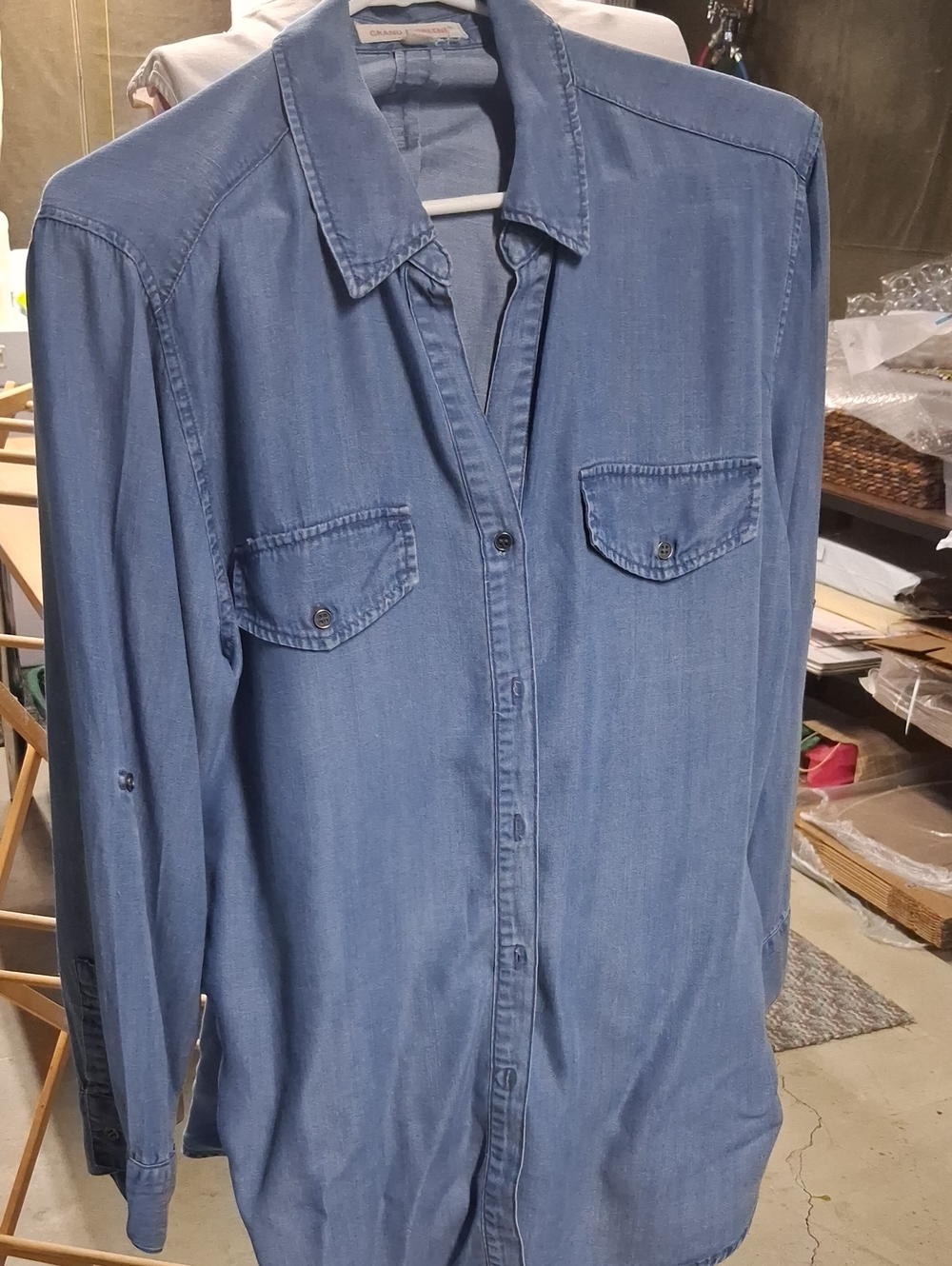 GRAND & GREENE Light Blue Tencel Denim Button-Up Shirt